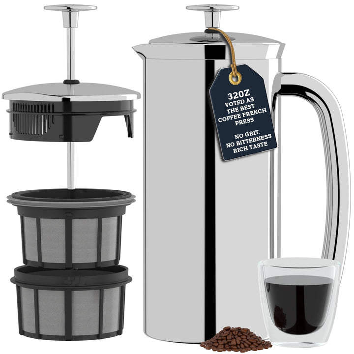 ESPRO – P7 French Press – doppelwandiger, isolierter Kaffee- und Teebereiter aus Edelstahl mit Mikro