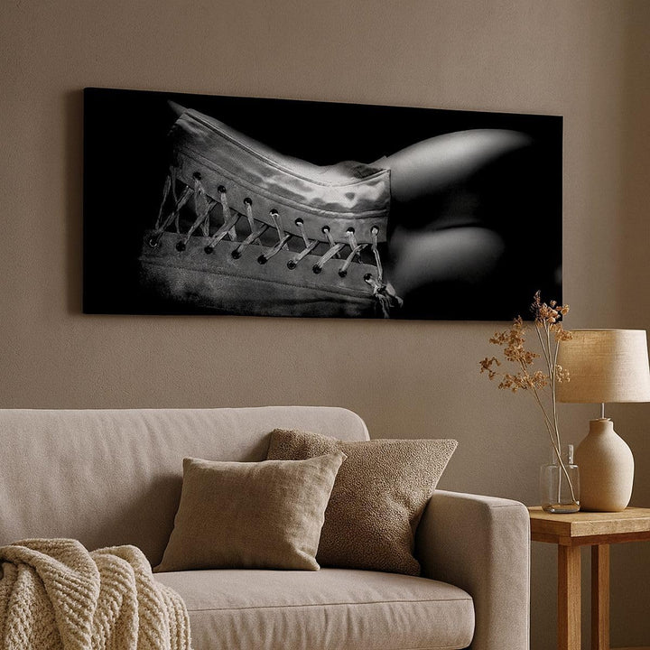 Bilder auf Leinwand 100x40cm Leinwandbild Weiblicher Körper Leder Korsett Frau Gross Wanddeko Bild S