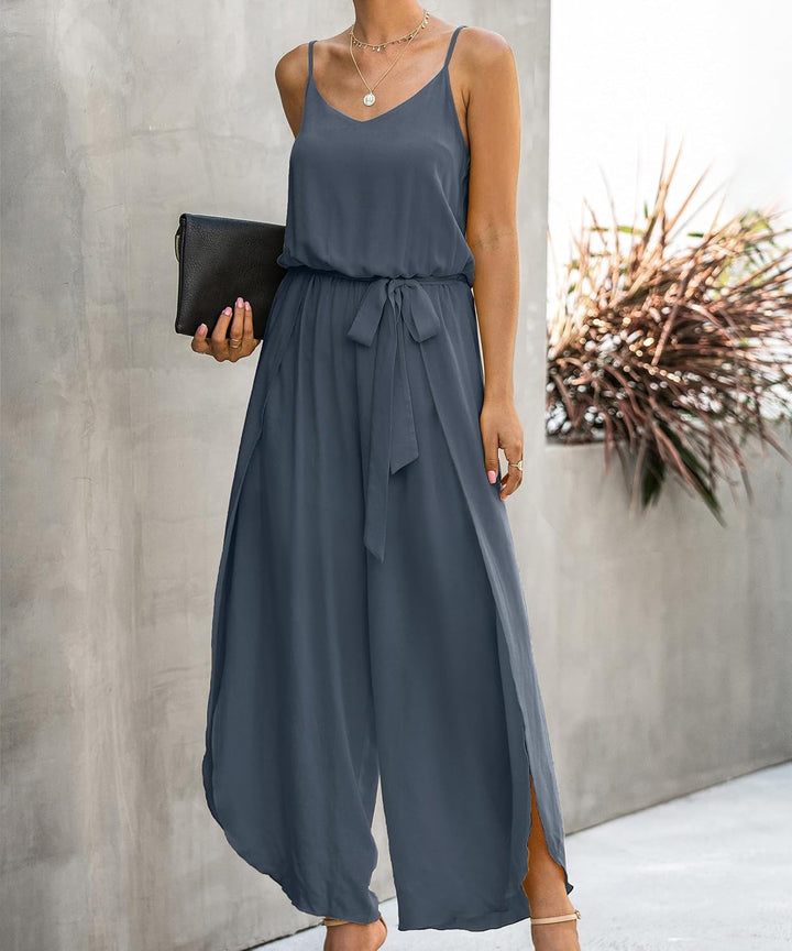 ASOMI Jumpsuit Damen Sommer Lang: Sexy Cocktail Elegant Mode Gürtel Overall Hochzeit Hawaii Urlaub S
