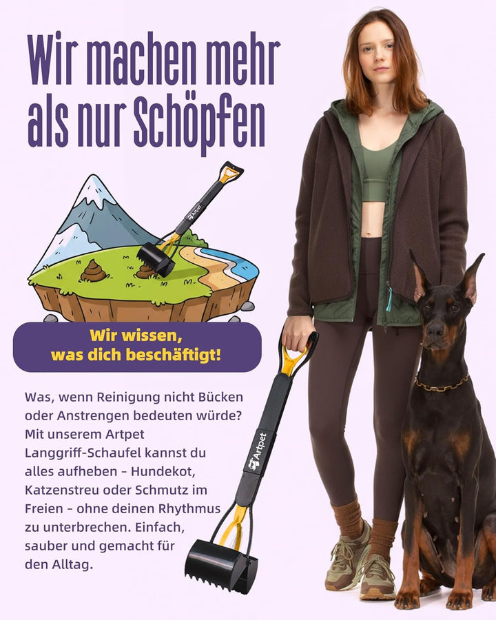 Hundekotsammler mit langem Griff – Faltbare Hundekotschaufel, Kein Bücken, Für Gras, Erde, Sand & Ki