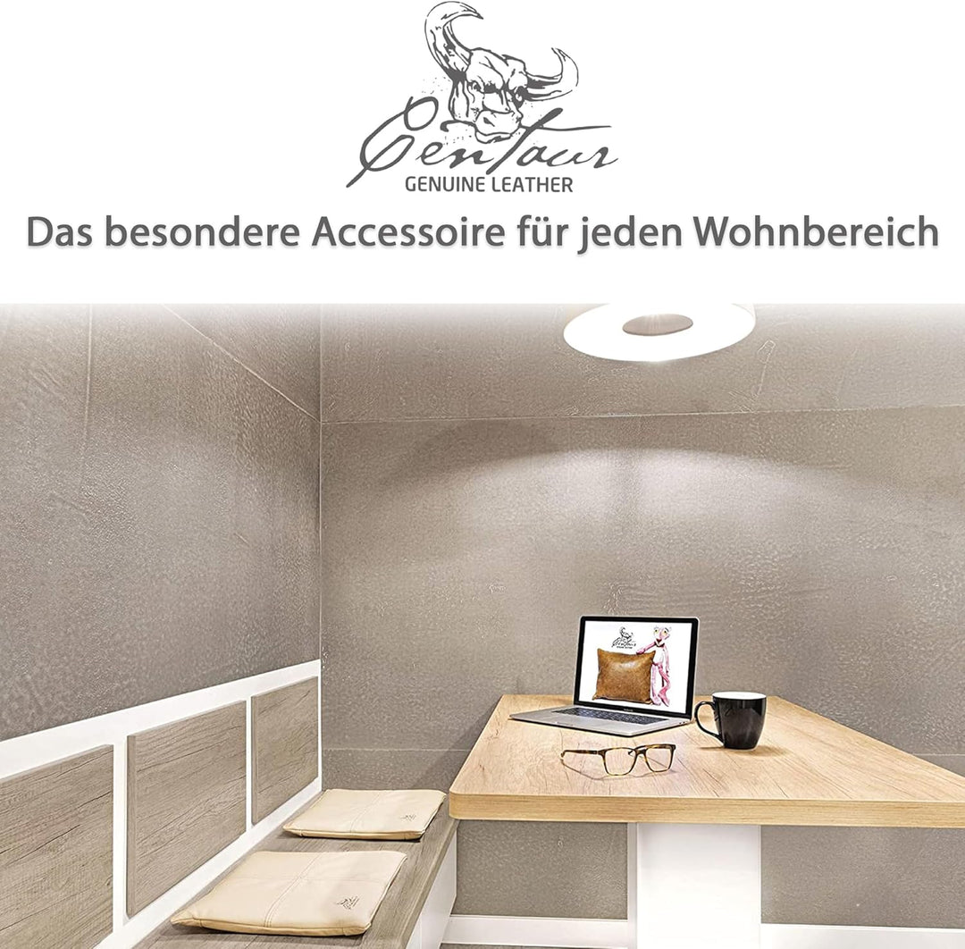 Centaur - Hochwertiges Leder Sitzkissen - Champagner Beige 35x35 cm - Ideal für Stuhl oder Sitzbank