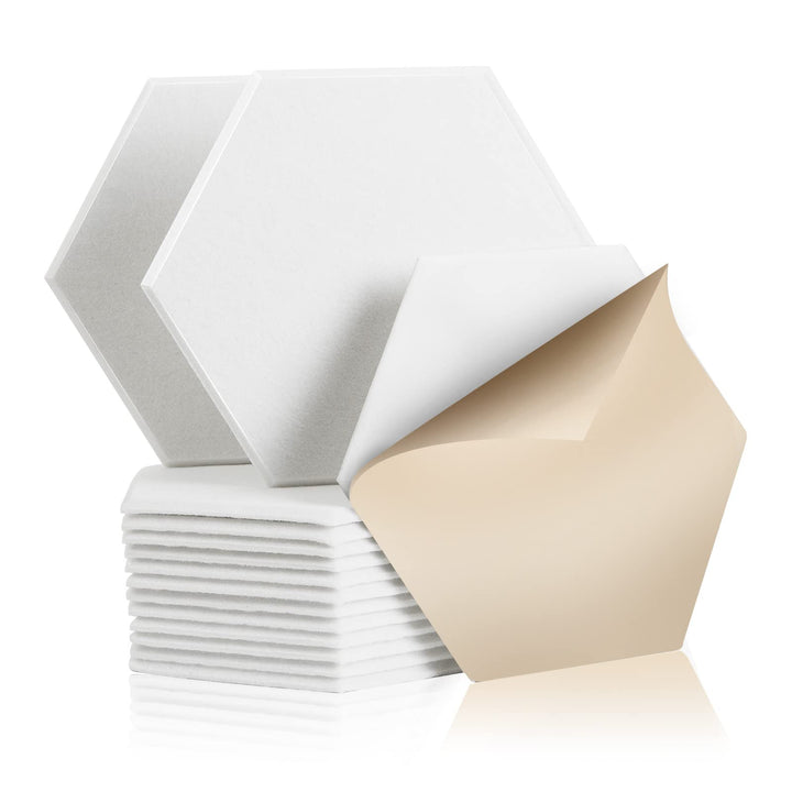 Rdutuok 12 Stück Selbstklebend Akustik Panel,30x26x1cm Hexagon Akustik Absorber Schallschutzplatten