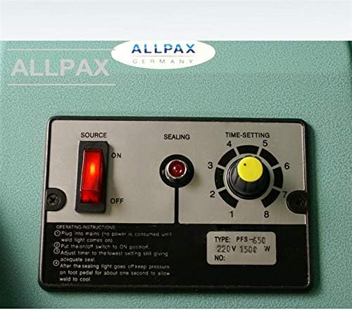 Allpax Folienschweissgerät 450 mm mit Untergestell, Fussschalter und Ablagetisch (belastbar bis 5 kg
