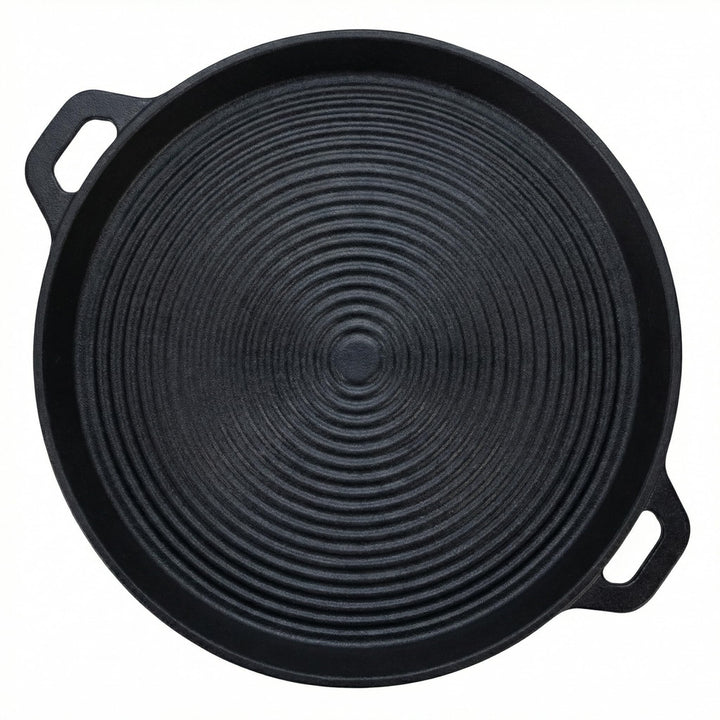 MIJOMA Grillpfanne 40,5 cm – für Fleisch Gemüse und Grillgerichte – Gusseisen mit Rillenstruktur – r