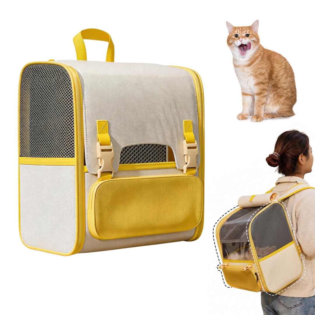 Katzenrucksack, Haustier Rucksack mit Netzfenster und Tragegriff, Tragbare und Faltbare Rucksack Hun