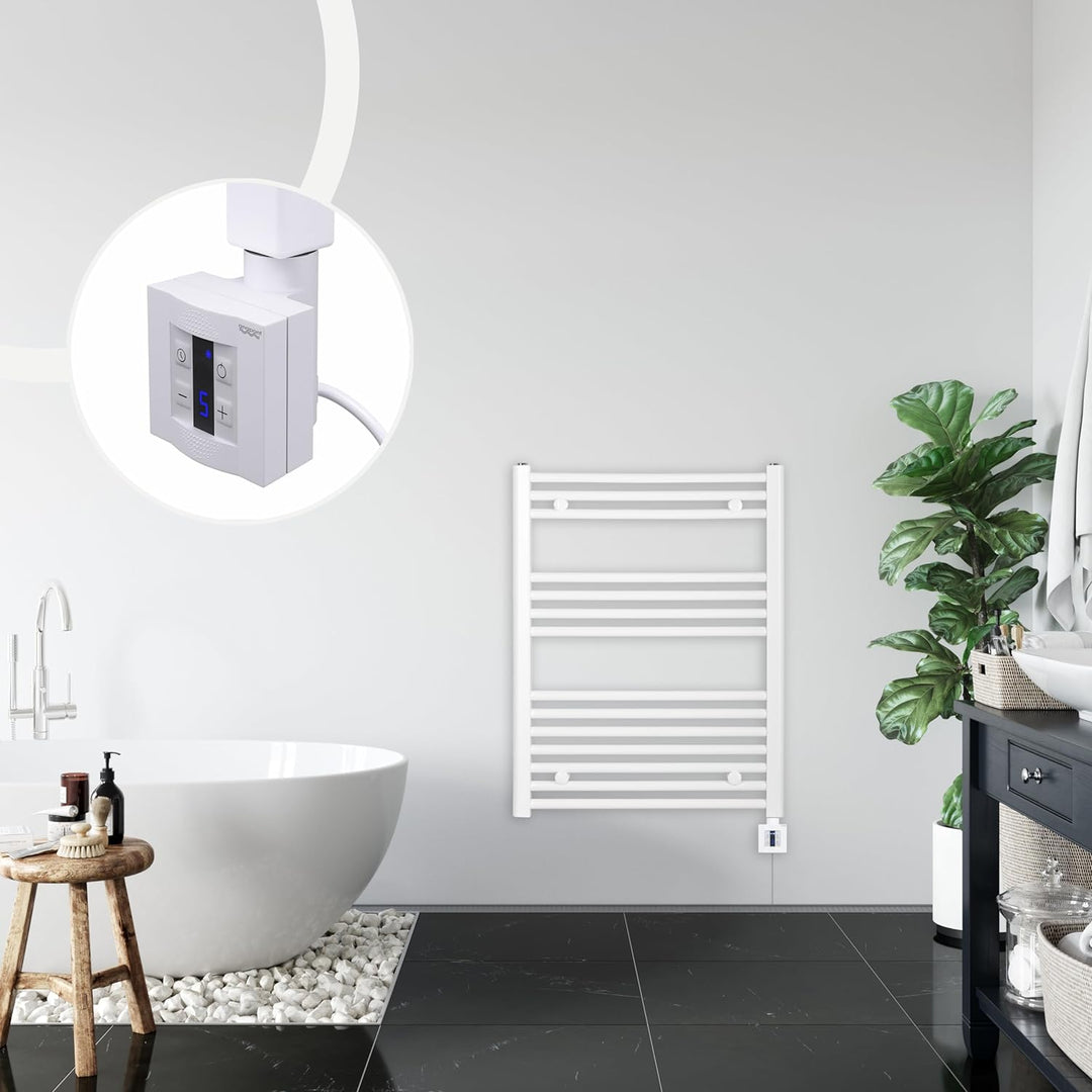 anapont elektrischer Badheizkörper 775x400 - weiss gerade - Timer-Funktion - Handtuchheizkörper - Ba