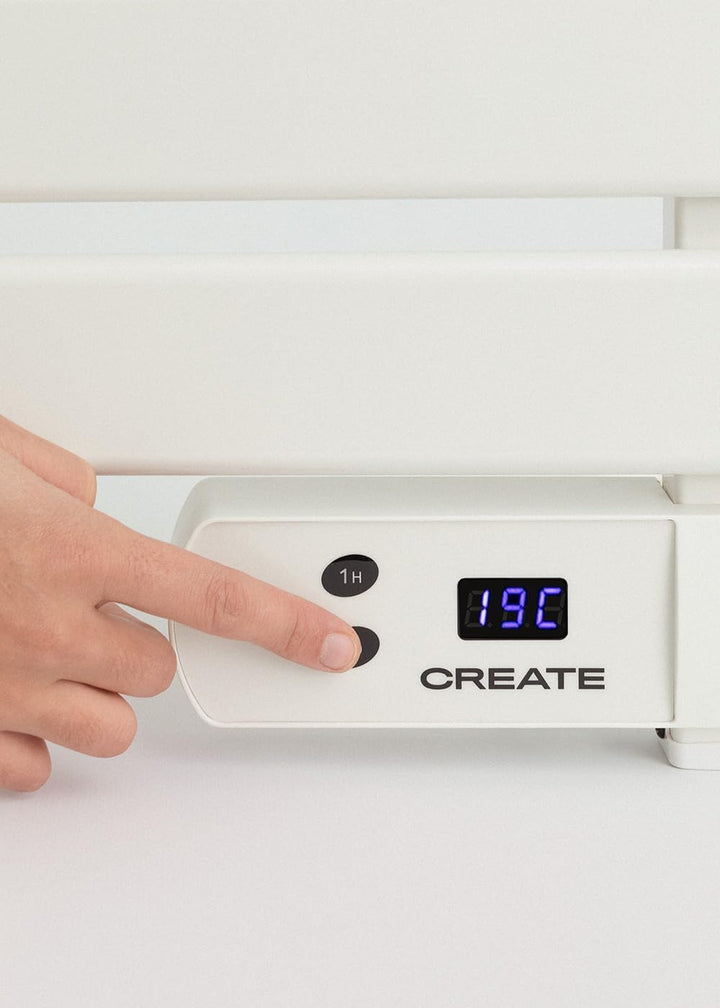 CREATE / WARM Towel 500W / Elektrischer Badheizkörper Weiss mit Regal 1 Stange / 96,9x55x5cm / Für B