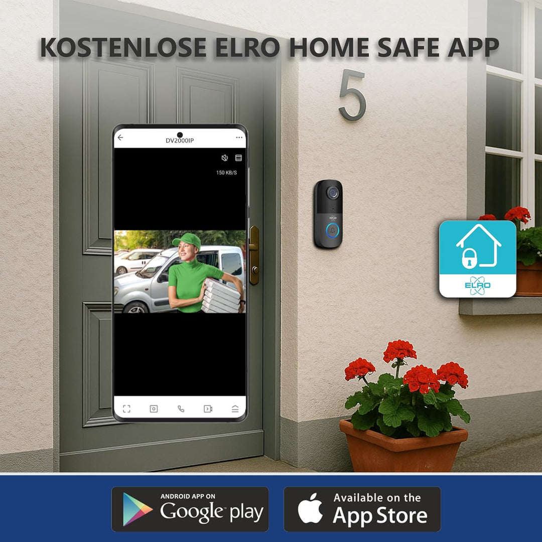 ELRO DV2000IP WLAN IP Video Türklingel – mit Innenmodul – 1080P Full HD – IP55 Wasserfest