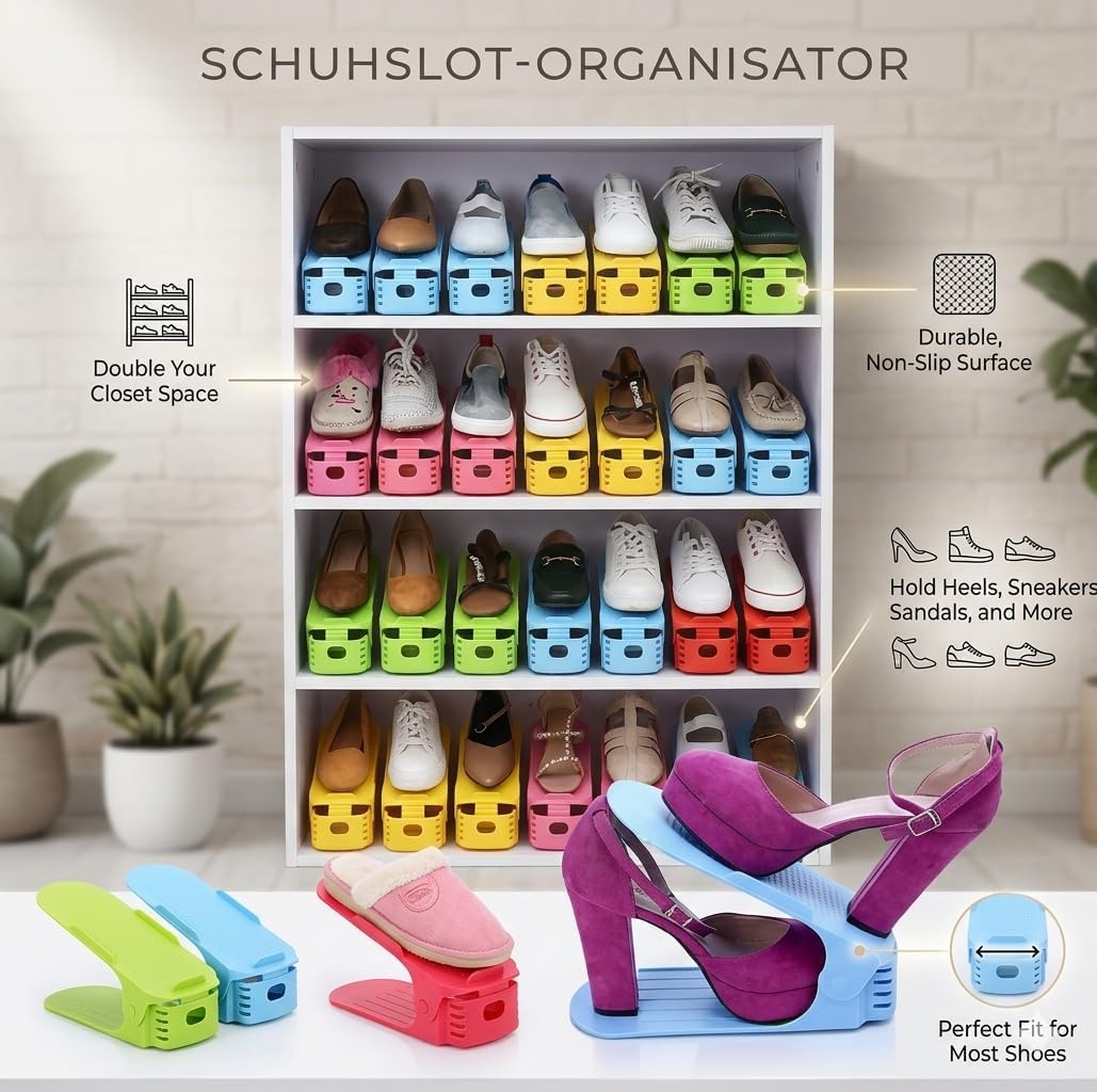 5 x Verstellbarer Profi Schuhstapler Schuhorganizer Schuhhalter – Magic Shoe Rack Organizer - Sparse