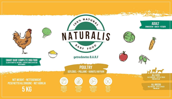 Naturalis Smart 80 Barf Trockenbarf Hundefutter 5 kg Huhn Alleinfuttermittel ohne Zusätze getreidefr