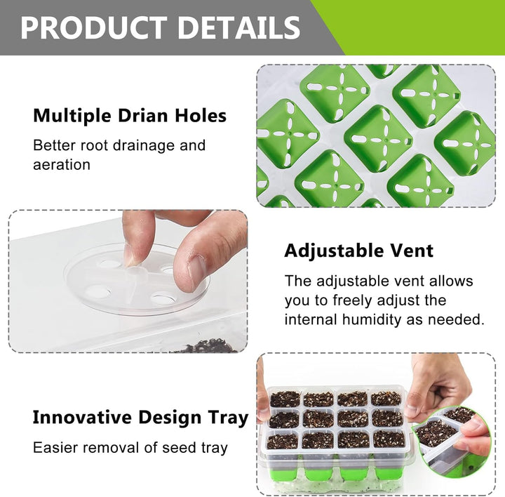 Zimmergewächshaus Anzuchtkasten: Wiederverwendbar Anzuchtplatte Topfplatte 4 Stück 12 Pflanzlöchern,