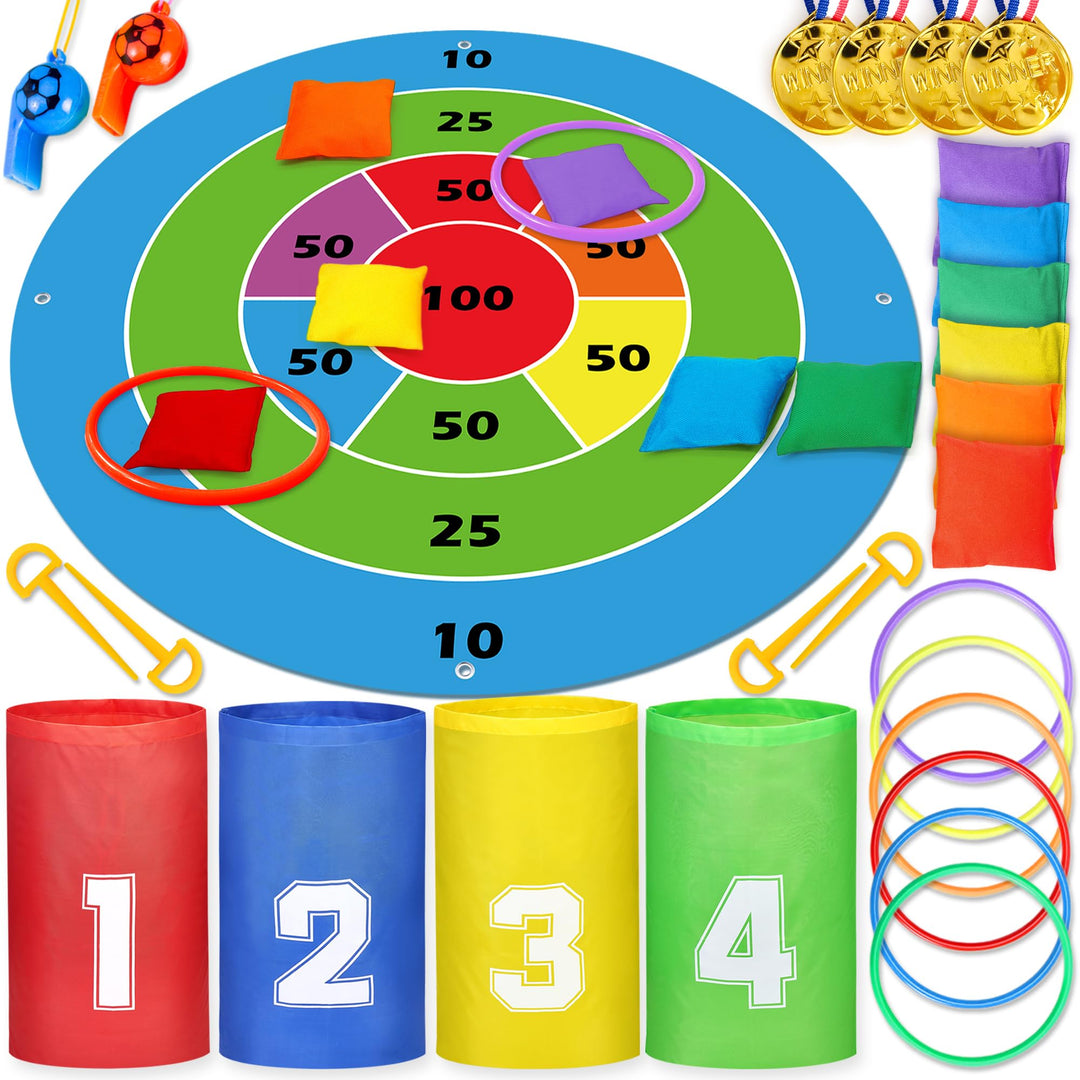 Lubibi Outdoor Spiele Gartenspiele für Kinder Erwachsene,Kindergeburtstag Spiele,4 in 1 Kinderparty