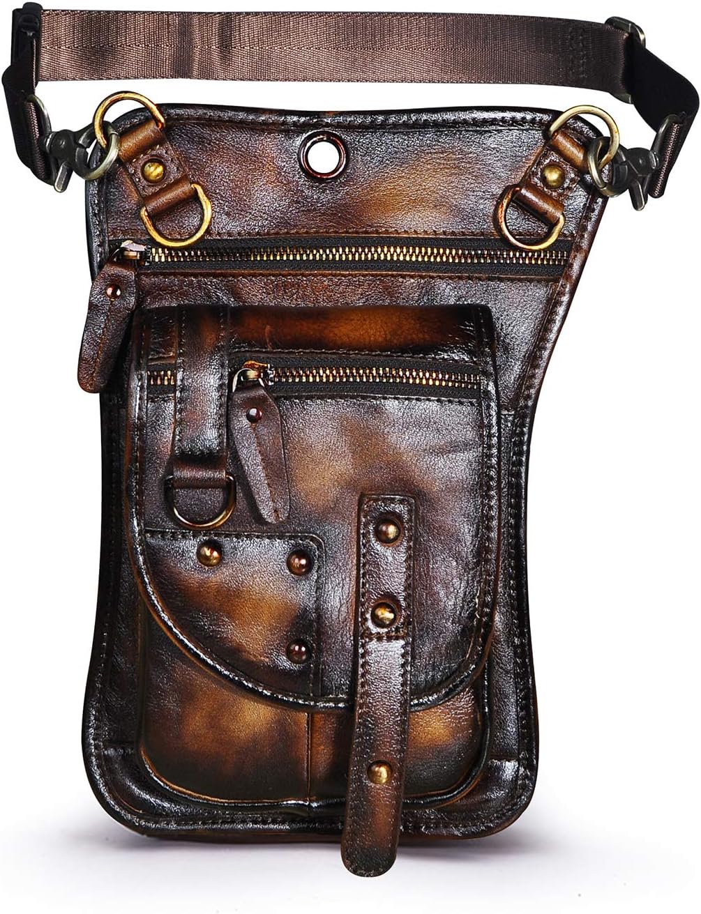 Le'aokuu Herren Echtes Leder Tasche Hüfttasche Gürteltasche Drop Leg Thigh Bag Hip Fanny Bum Belt We