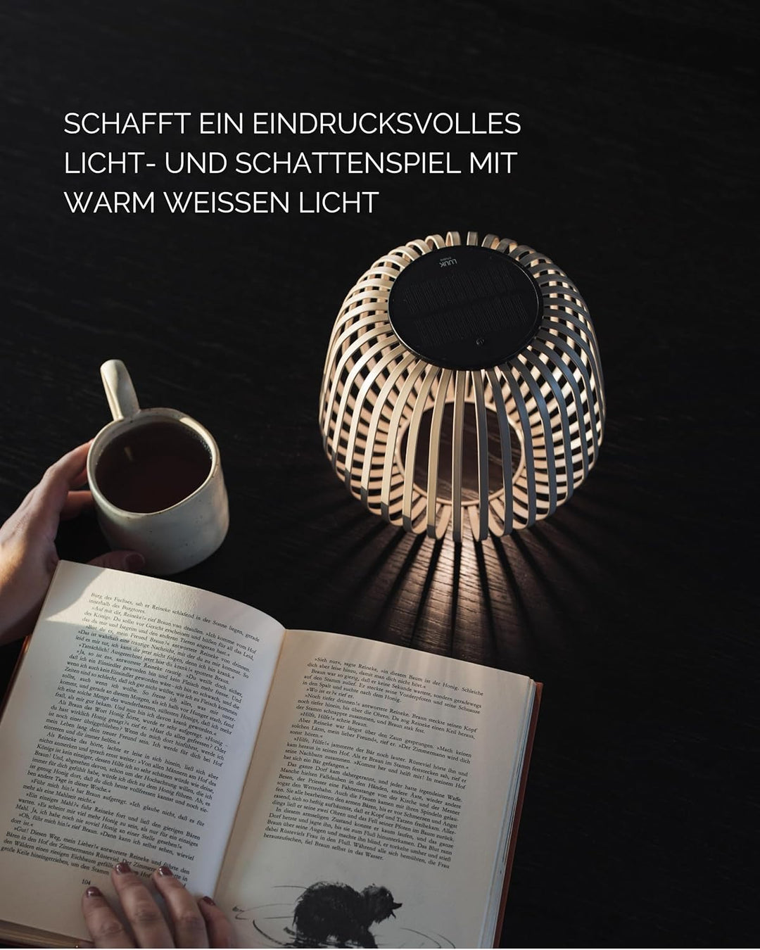 LUUK Studio Portable Solar Gartenleuchte, grosses Windlicht für draussen, LED Tischlaterne, Balkonli