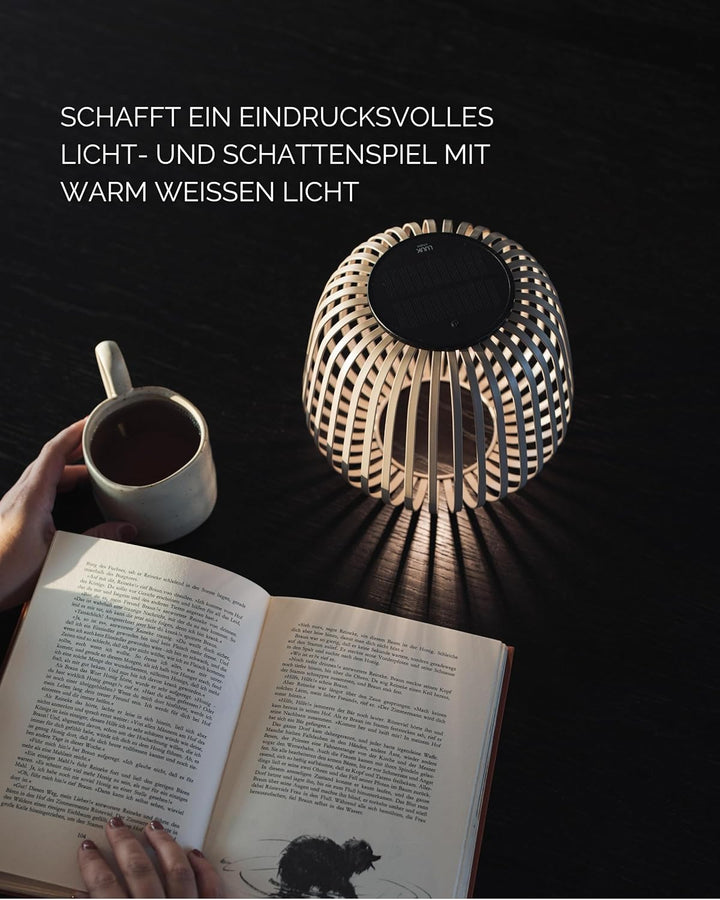 LUUK Studio Portable Solar Gartenleuchte, grosses Windlicht für draussen, LED Tischlaterne, Balkonli