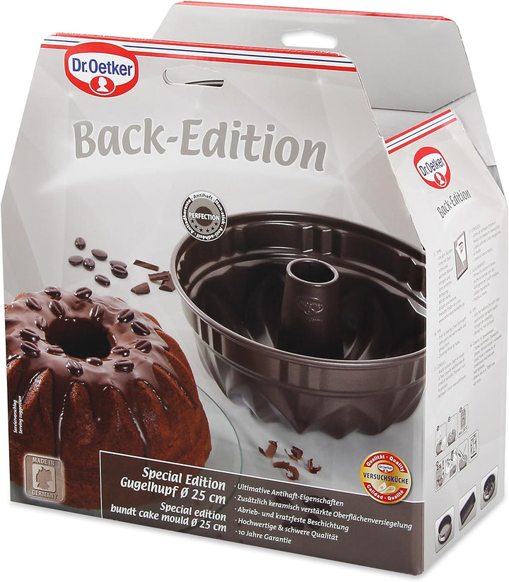 Dr. Oetker Gugelhupf Ø 25 cm BACK-EDITION, runde Backform mit Auslaufschutz, Bundform mit Antihaftbe