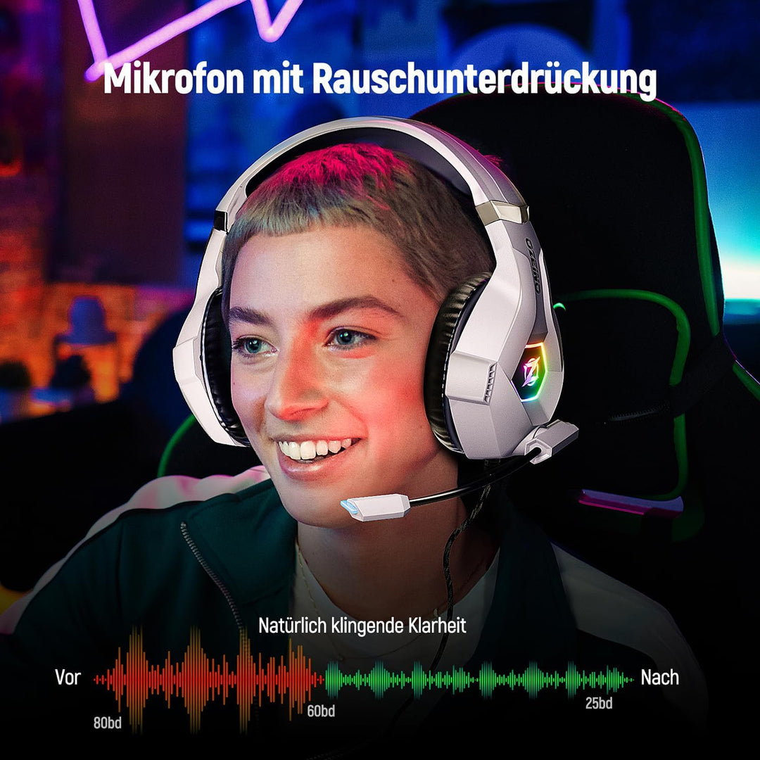 Ozeino Gaming Headset für Ps4/Ps5/Pc/Xbox 360 with 3D Surround Sound Headset mit Mikrofon Kopfhörer