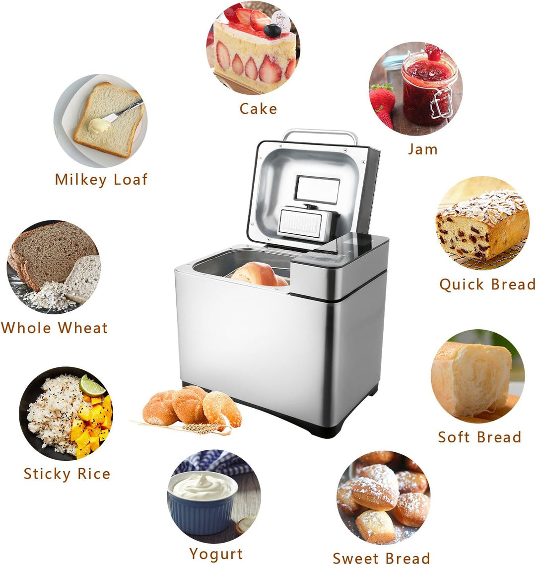 Coocheer Brotbackautomat mit 19 Programmen, automatischer Brotbackautomat für Brot, Baguette und Jog