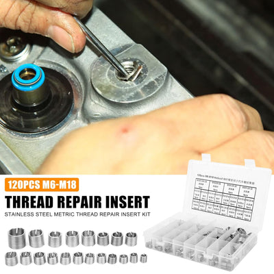 120 Stück Helicoils, M6 M7 M8 M9 M10 M11 M12 M14 M16 M18 Edelstahl Helicoil Typ Freilaufdrahtgewinde