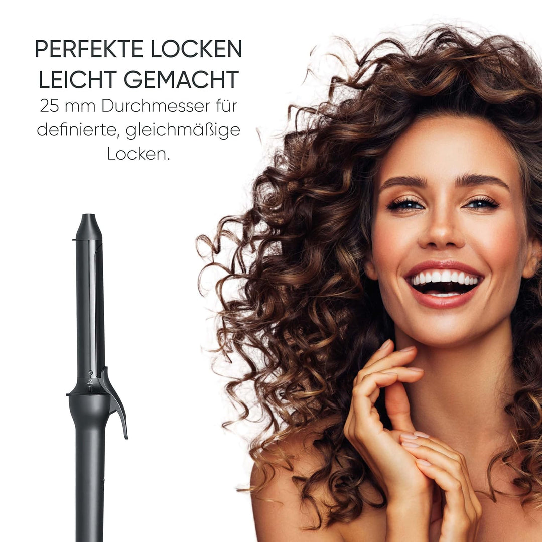 Severin Lockenstab, 25mm, Keramikbeschichtung, drei Temperaturstufen (160°C, 190°C, 210°C), feines b