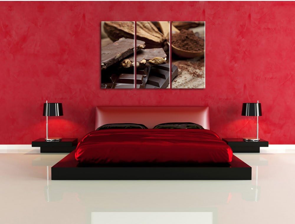 Pixxprint Leckere Schokolade als Leinwandbild | Grösse: 3 Teilig (120x80) | Wandbild| Kunstdruck | f
