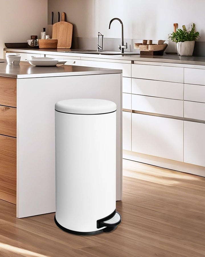 Mülleimer 30 L Treteimer mit Softclose-Deckel, Abfalleimer 30 Liter mit Fusspedal, Rund Mülleimer mi