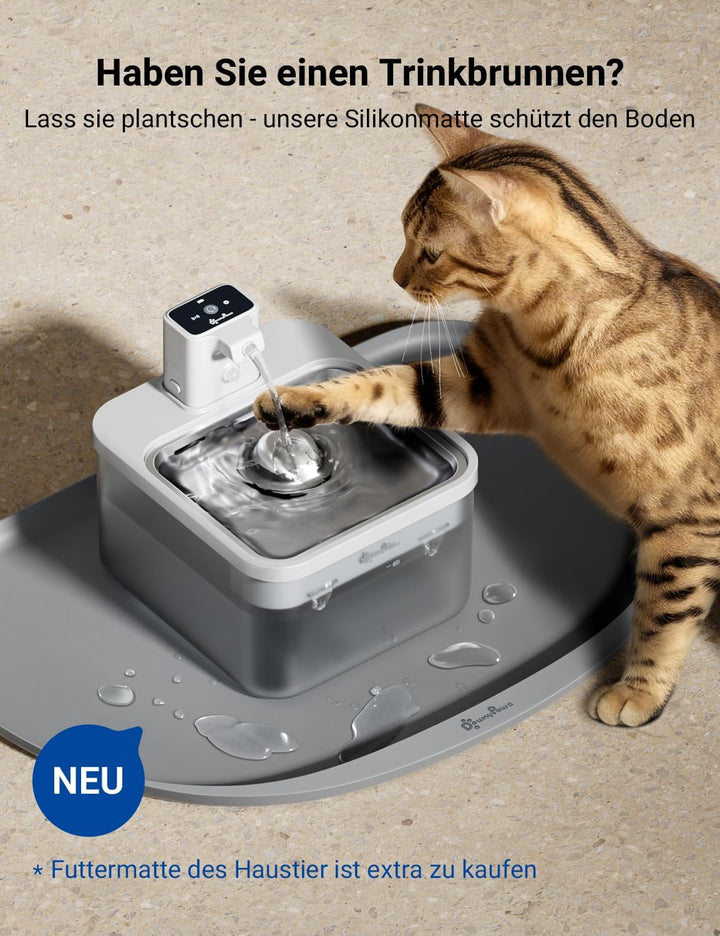 DownyPaws Katzenbrunnen Kabellos, 2.5L Trinkbrunnen für Katze mit Bewegungsmelder, Batteriebetrieben