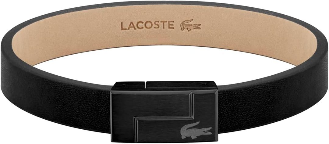Lacoste Lederarmband für Herren Kollektion TRAVELER Schwarz - 2040073