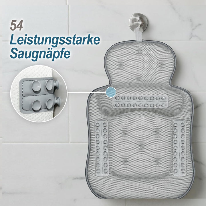 Badewannenkissen für die Wanne, Badewannenkissen für Kopf und Nacken mit weichem 3D-Mesh-Gewebe und