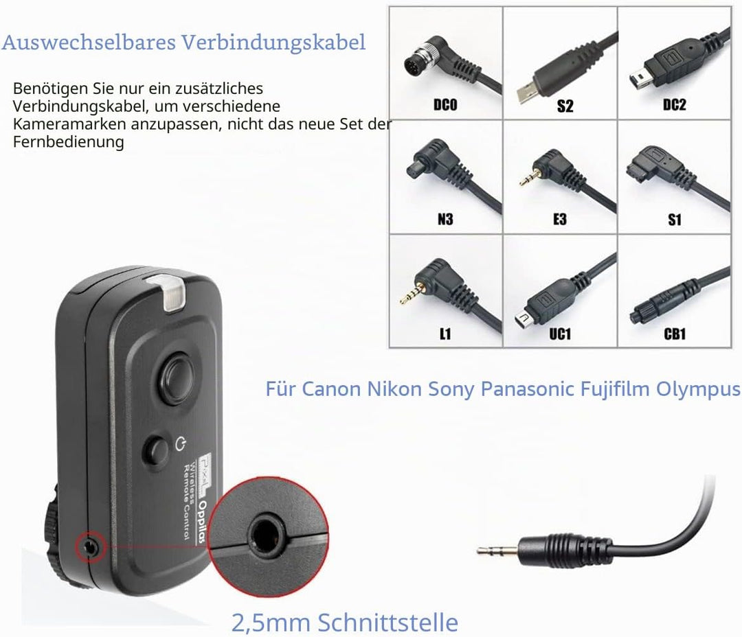 Pixel Kabellose Fernauslöser RW221 E3 Auslöser Fernbedienung Kompatibel mit Canon R6 RP 850D 90D 750