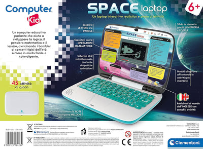 Clementoni 16426 Kid Space elektronisches Lernspiel, sprechend, Computer, Laptop, ab 5 Jahren, Techn