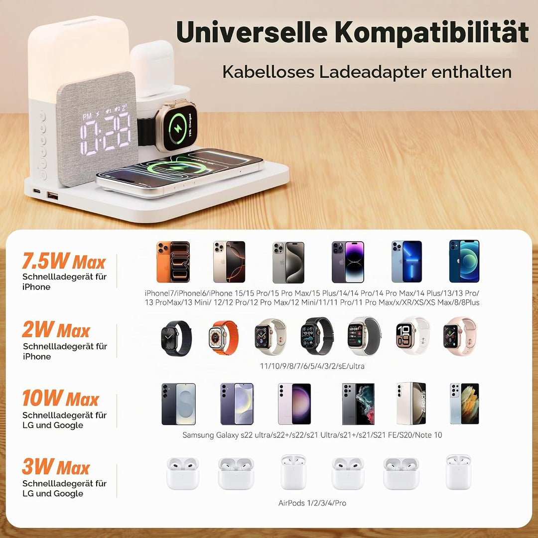 5 in 1 Induktive Ladestation für A-pple Watch und Phone 17-11 und air-pods | 15W Wireless Charger We