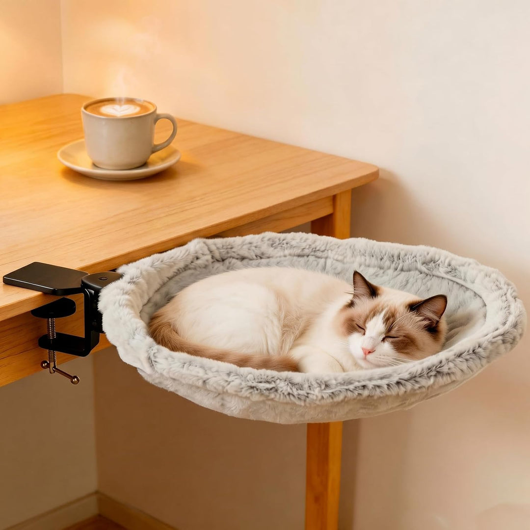 Katzenbett für Schreibtisch, Starke Bequem Katzen-Schreibtischbett bis 20kg, Weiches Katzenliege Sch