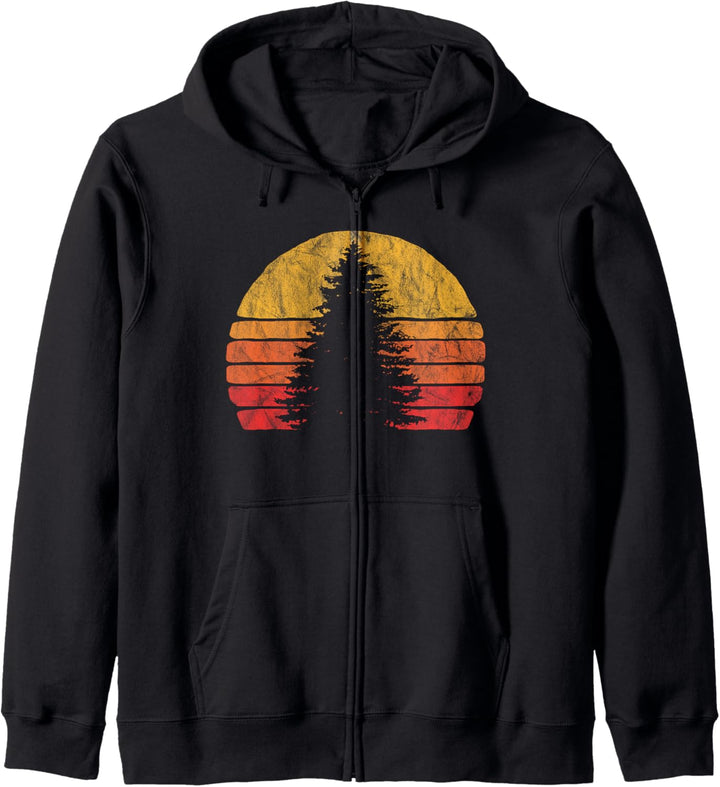 Solitary Pine Tree Sun - Vintage Retro Outdoor Graphic Kapuzenjacke
