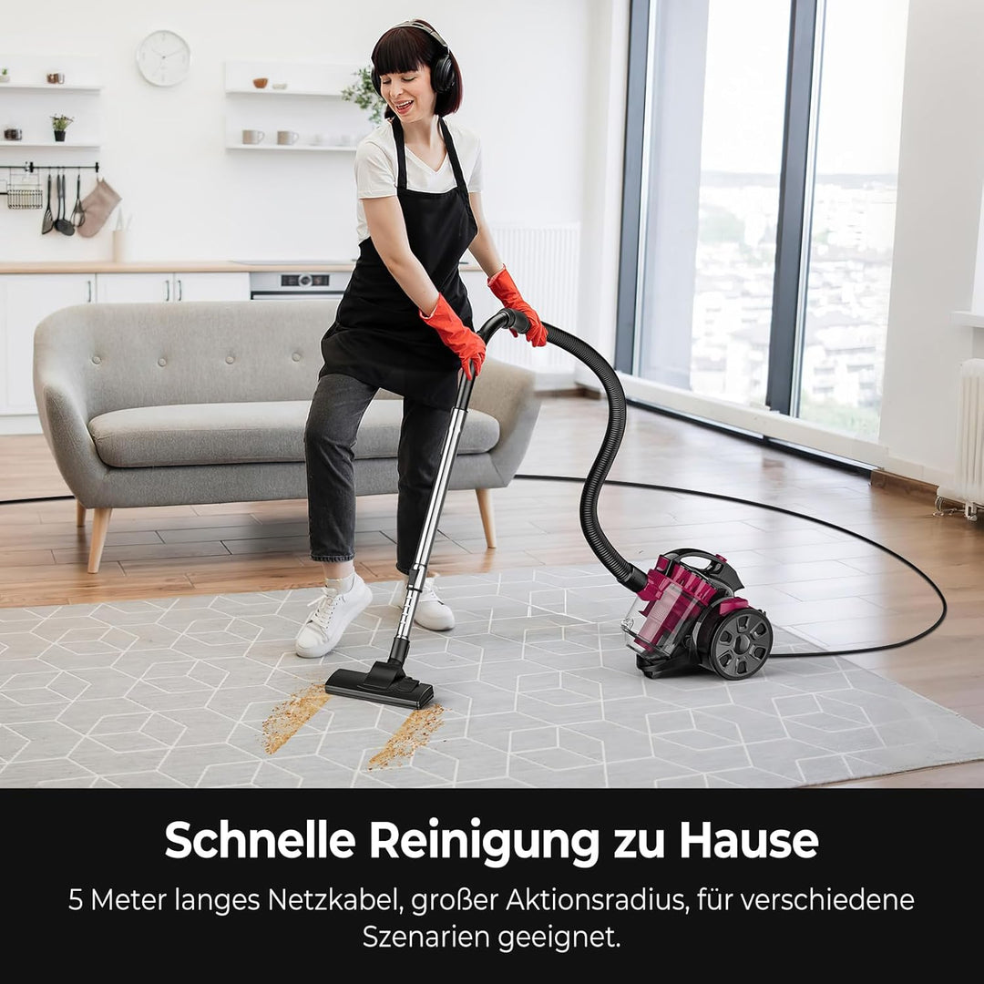 Staubsauger Ohne Beutel 2600W Kraftvoll, Bodenstaubsauger Beutellos Mit 21kPa Saugkraft, 1,5L Staubb
