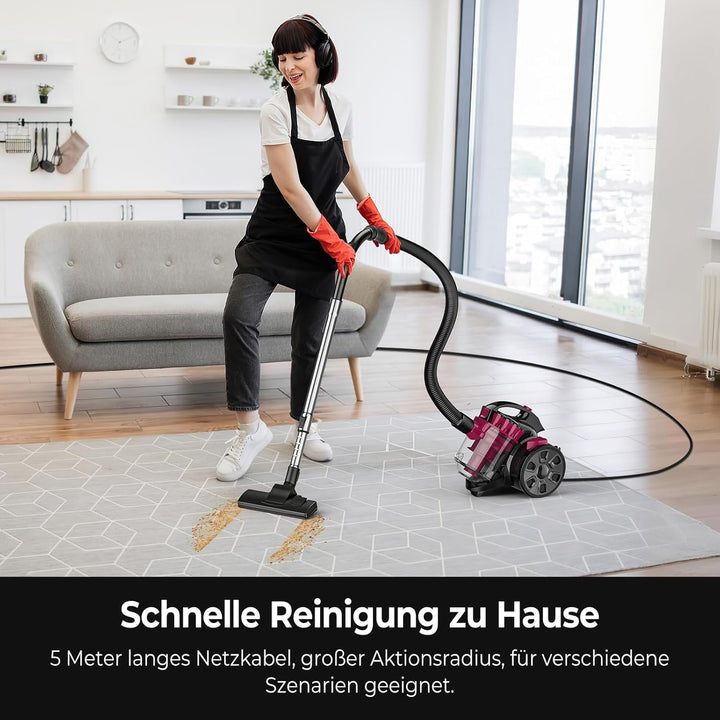 Staubsauger Ohne Beutel 2600W Kraftvoll, Bodenstaubsauger Beutellos Mit 21kPa Saugkraft, 1,5L Staubb