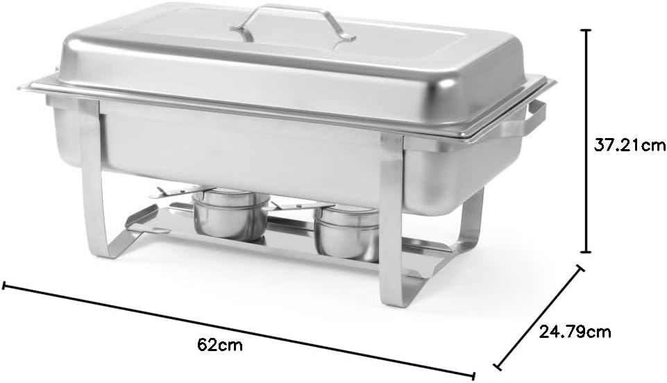 HENDI Chafing Dish 1/1, Gastronorm, mit hochglanzpoliertem, einsteckbarem Deckel. Inkl. Brennpastenb