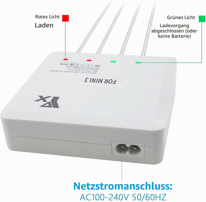 LYONGTECH Akku Ladegerät für DJI Mini 4/3 Pro,Mini 3 Drohne,6 in 1 Parallel Battery Charger Hub,Char