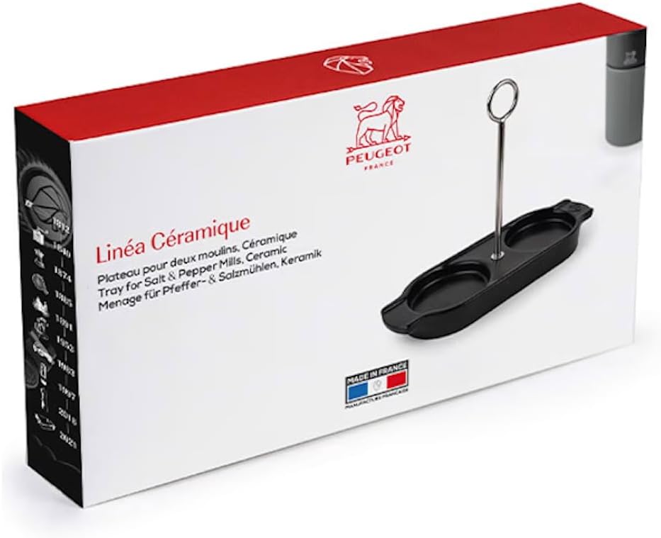 Menage für Pfeffer- & Salzmühlen, Keramik, Satinschwarz Schwarz 21.2 x 16 cm (With Handle), Schwarz