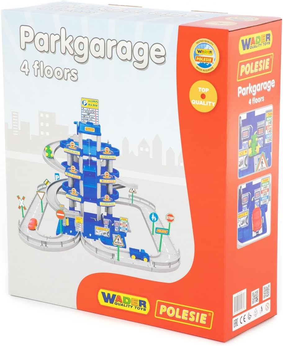 Polesie 44716 Wader Parkgarage mit 4 Ebenen mit Spielstrasse und Autos, blau