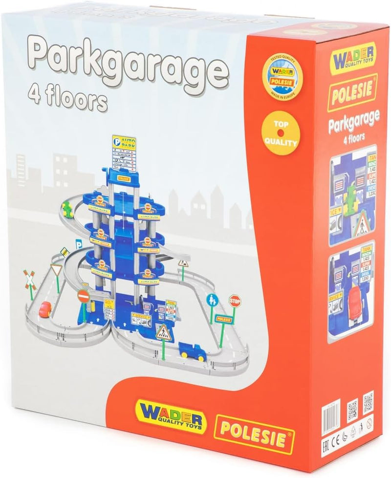 Polesie 44716 Wader Parkgarage mit 4 Ebenen mit Spielstrasse und Autos, blau