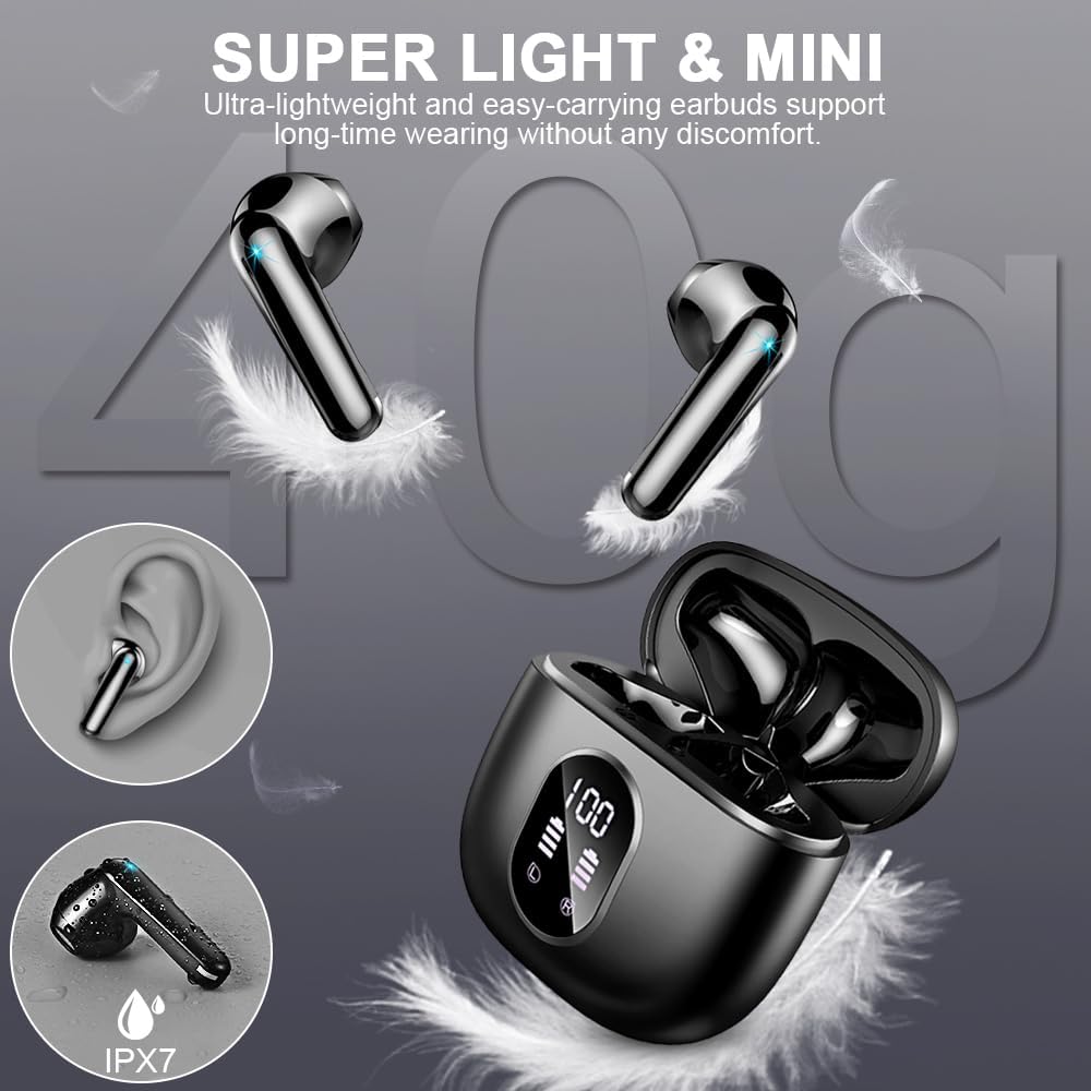 Bluetooth Kopfhörer, Kopfhörer Kabellos Bluetooth 5.4 In Ear kopfhörer bluetooth mit 4 Mic, 50H Kabe