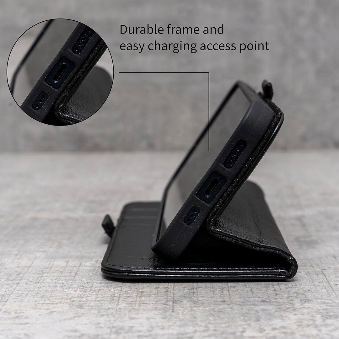 Porter Riley - Lederhülle für Samsung Galaxy S23. Premium Echtleder Standhülle/Cover/Brieftasche (Pu