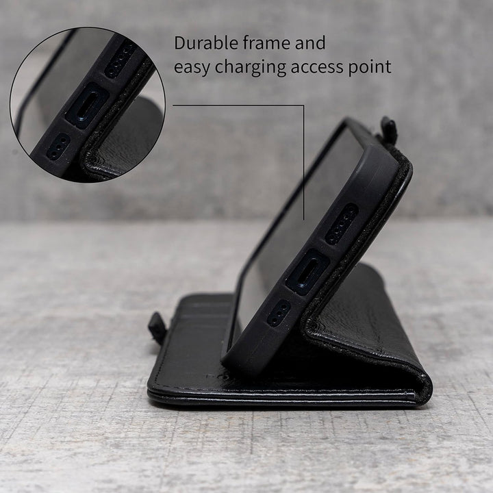 Porter Riley - Lederhülle für Samsung Galaxy S23. Premium Echtleder Standhülle/Cover/Brieftasche (Pu
