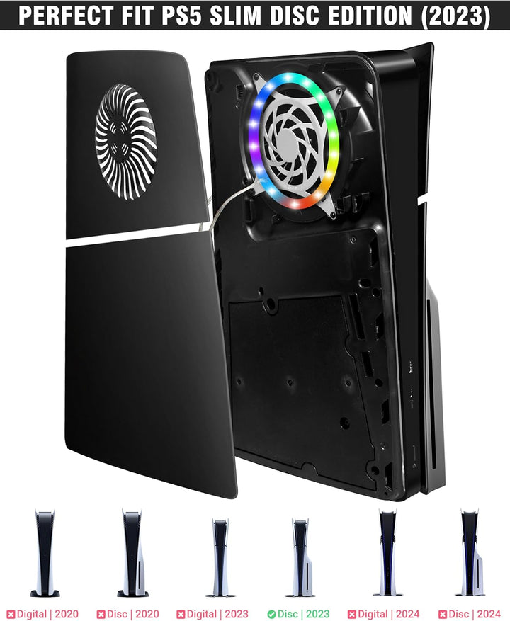 Joso Frontblende für PS5 Slim Disc Edition, Kratzfeste, staubdichte Ersatzhülle mit RGB-Ring, Abdeck