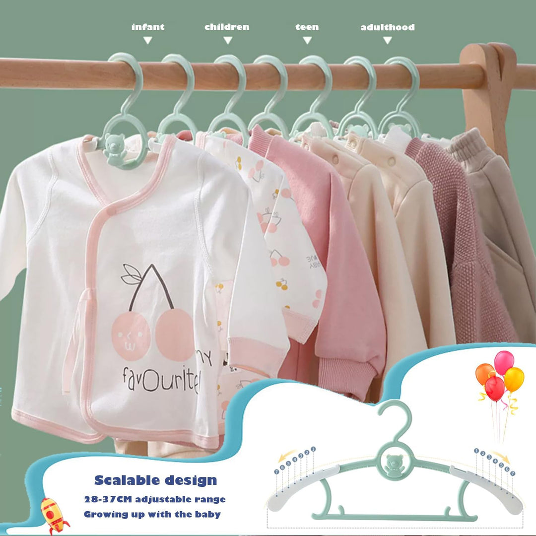Mitwachsende kleiderbügel Kinder,JSF Set 20 Stapelbare Kleiderbügel mit Bärchen-Haken, rutschfest B