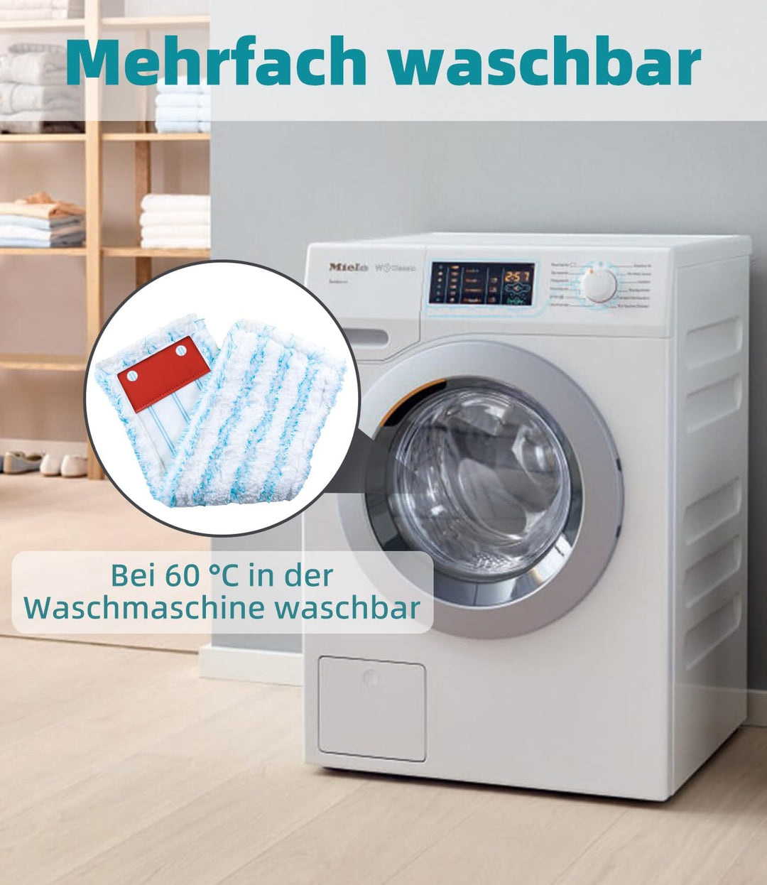4 Stück Wischbezug für Leifheit Bodenwischer Profi XL Micro Duo, 2-Faser-System Ersatzbezug mit Spez