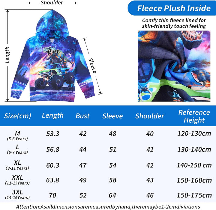 Fanient Pullover Jungen Mädchen 3D Print Fleece Hoodie Kinder Hooded Sweatshirt with Kangaroo Pocket