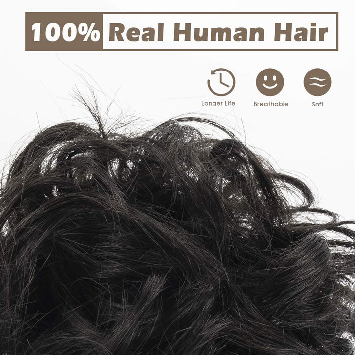 BARSDAR 100% Echthaar Haarteil Haargummi，Gelockt Unordentlich dutt extensions echthaar Haarteil Haar