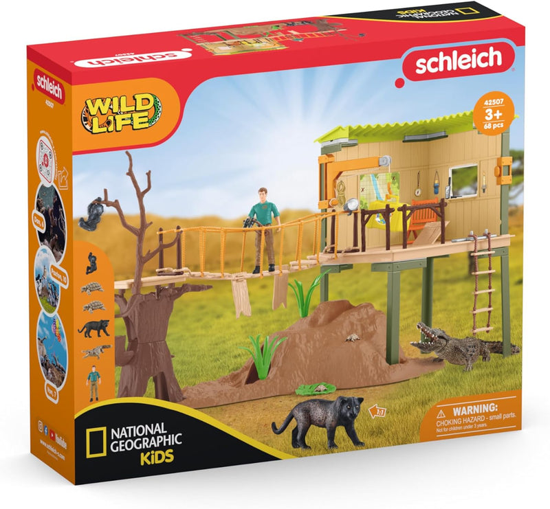 schleich 42507 Wild Life Abenteuerstation (NatGeo), für Kinder ab 3+ Jahren, WILD LIFE - Spielset ne